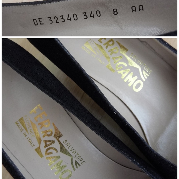 Salvatore Ferragamo Embossed Leather Pumps 8 AA - Picture 8 of 8